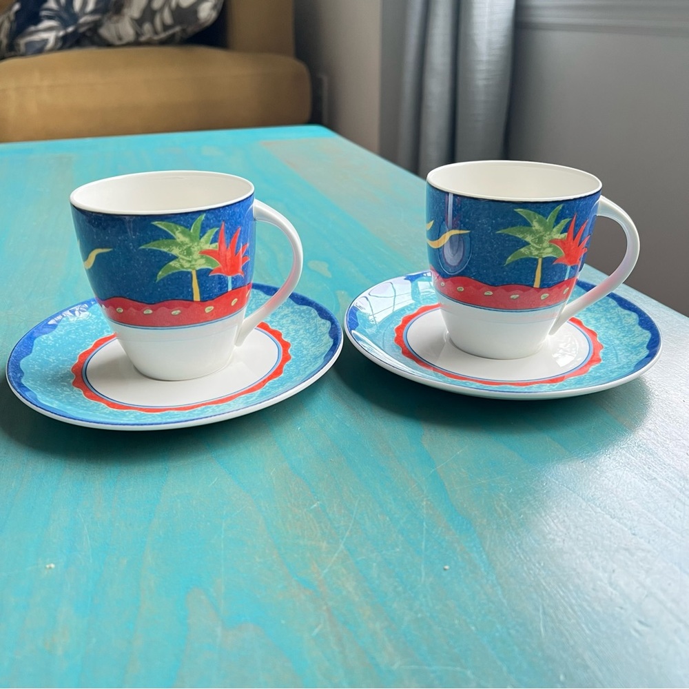 Vintage 90s Christopher Stuart Barbados tea Cups & Saucers